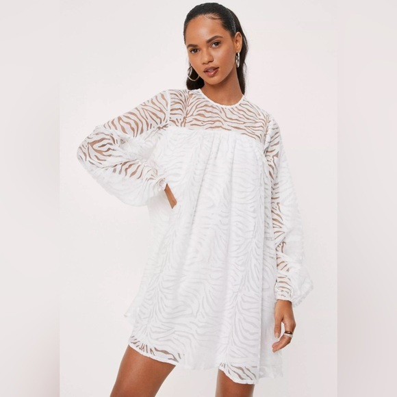 NWT Nasty Gal Zebra Jacquard Long Sleeve Mini Dress‎ - Picture 1 of 8